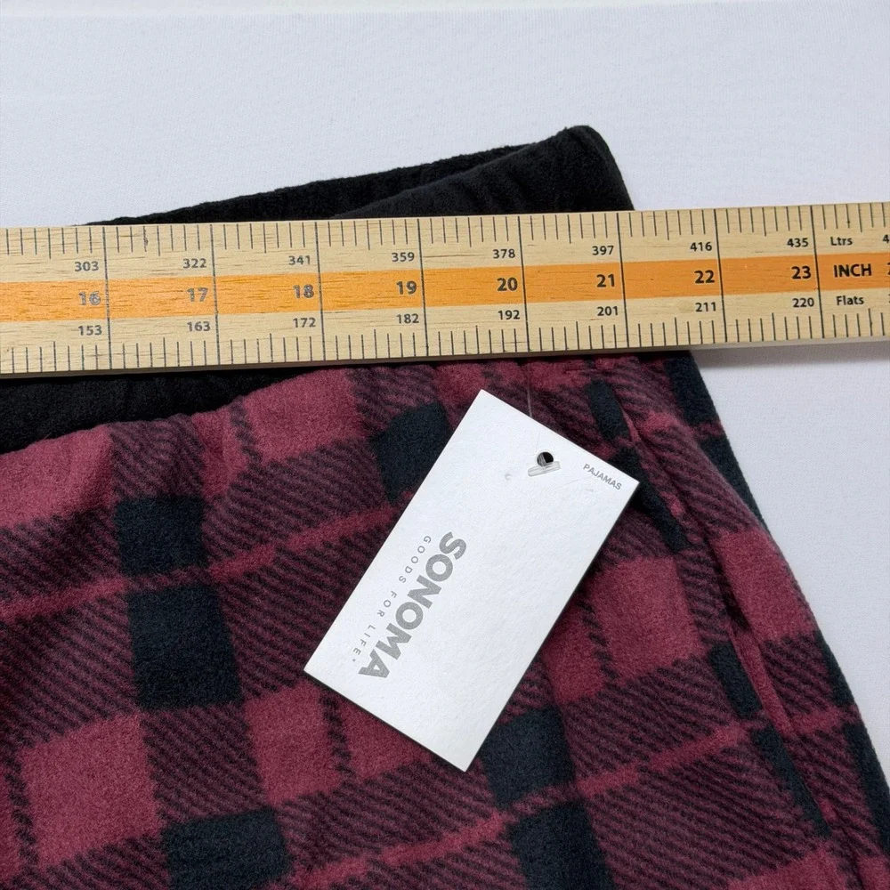 Sonoma Men XXL Red Black Plaid Microfleece Pajama Pants New